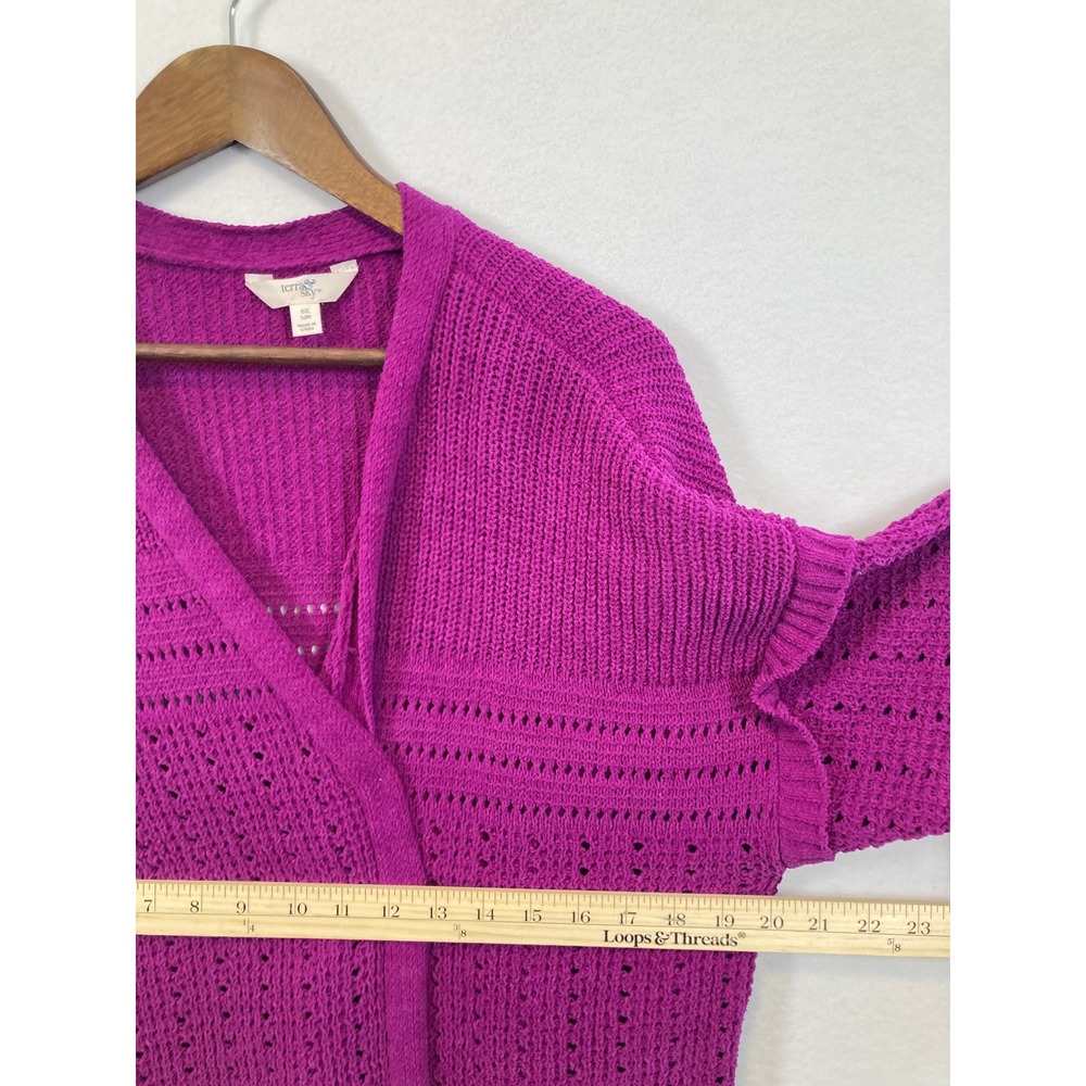 Terra Sky Women's Open Front Knit Cardigan Magenta 0X‎ 14W - Picture 7 of 9